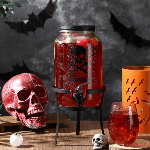 Drink Dispenser Gallon Glass Beverage Dispenser, Black, Halloween in Black, alternate view 2
