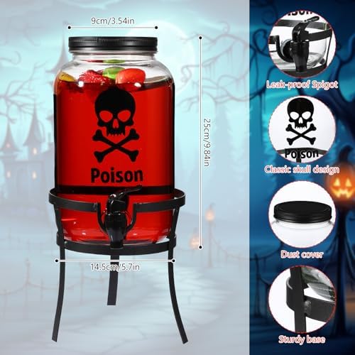 Drink Dispenser Gallon Glass Beverage Dispenser, Black, Halloween in Black, alternate view 3