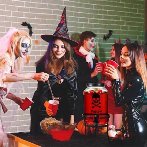 Drink Dispenser Gallon Glass Beverage Dispenser, Black, Halloween in Black, alternate view 5
