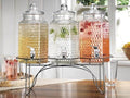 Drink Dispenser Set of 3 - Beverage Dispenser with Stand - Glass Drink Dispensers for Lemonade, Juice, Water