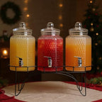 Drink Dispenser Set of 3 - Beverage Dispenser with Stand - Glass Drink Dispensers for Lemonade, Juice, Water, alternate view