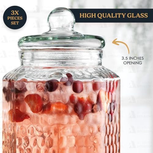 Drink Dispenser Set of 3 - Beverage Dispenser with Stand - Glass Drink Dispensers for Lemonade, Juice, Water, alternate view