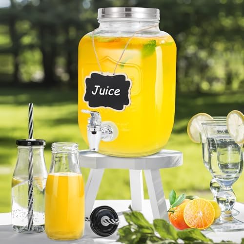 Drink Dispenser With Spigot,1 Gallon Glass Drink Dispensers For Parties, Beverage Dispenser with Fruit Infuser, alternate