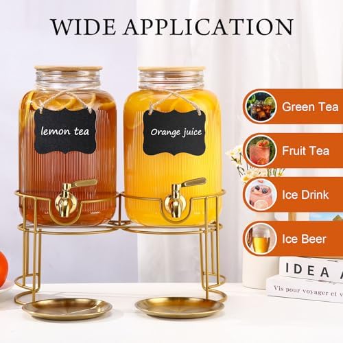 Drink Dispensers For Parties- 1 Gallon Beverage Dispenser with Stand and Spigot 18/8 Stainless Steel Leak-proof, alternate