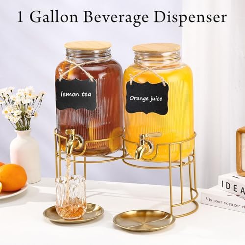 Drink Dispensers For Parties- 1 Gallon Beverage Dispenser with Stand and Spigot 18/8 Stainless Steel Leak-proof, alternate