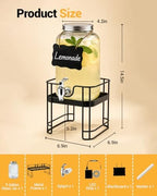 Drink Dispensers for Parties,1 Pack 1 Gallon Glass Jar with LED Stand, alternate view 3