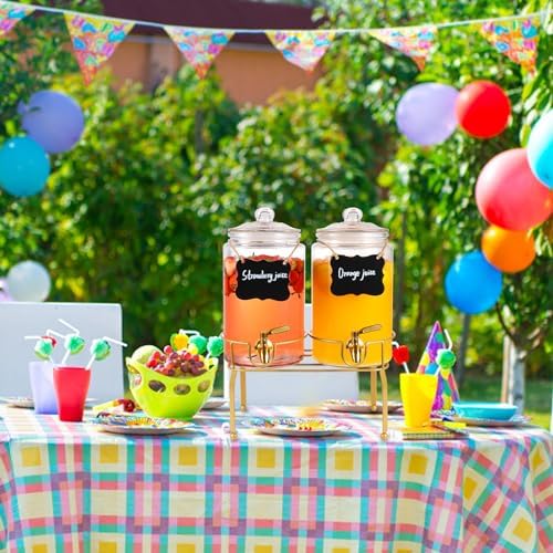 Drink Dispensers for Parties,2 Pack 1 Gallon Beverage Dispenser with Stand, Drink Dispenser With Glass Lid and, alternate