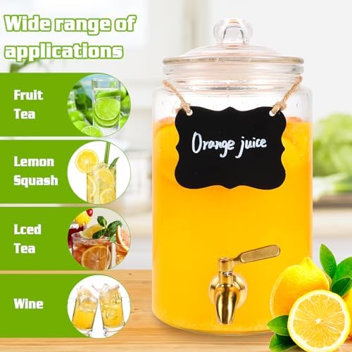 Drink Dispensers for Parties,2 Pack 1 Gallon Beverage Dispenser with Stand, Drink Dispenser With Glass Lid and, alternate
