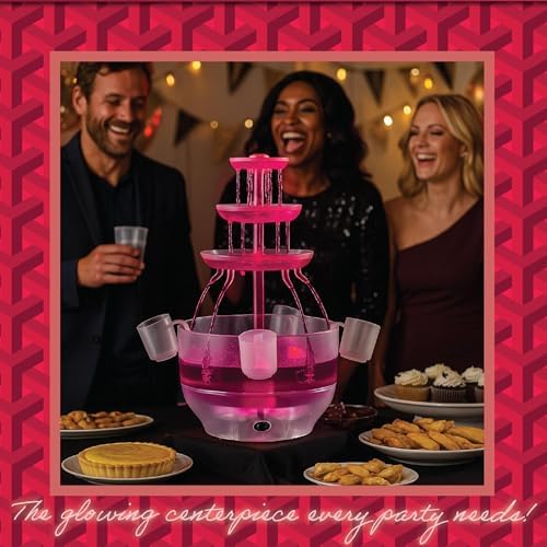 Drink Fountain for Parties - 1.5 Gal, 3 Tier Punch Bowl Drink Tower, LED Base, 6 Reusable Cups - Drink Dispenser, alternate