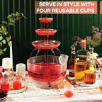 Drink Fountain for Parties - 1.5 Gal, 3 Tier Punch Bowl Drink Tower, LED Base, 6 Reusable Cups - Drink Dispenser, alternate