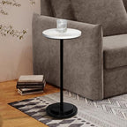 Drink Table, Carved Table Top Martini Table, Small Side Table, Weighted Base Pedestal Table for Living Room