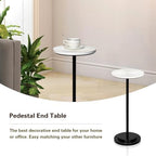 Drink Table, Carved Table Top Martini Table, Small Side Table, Weighted Base Pedestal Table for Living Room, alternate view 3
