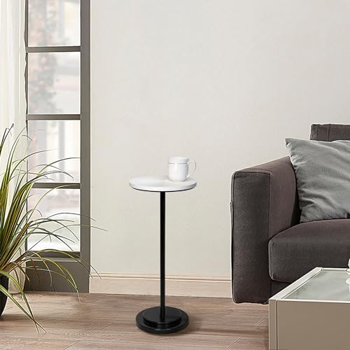 Drink Table, Carved Table Top Martini Table, Small Side Table, Weighted Base Pedestal Table for Living Room, alternate view 5