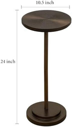 Drink Table, Carved Table Top Martini Table, Small Side Table, Weighted Base Pedestal Table for Living Room, alternate view 2