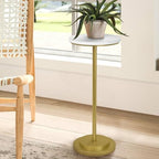 Drink Table, Carved Table Top Small Pdestal Martini SideTable for Living Room, Bedroom, Modern, Weighted Base, alternate view