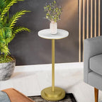 Drink Table, Carved Table Top Small Pdestal Martini SideTable for Living Room, Bedroom, Modern, Weighted Base, alternate view