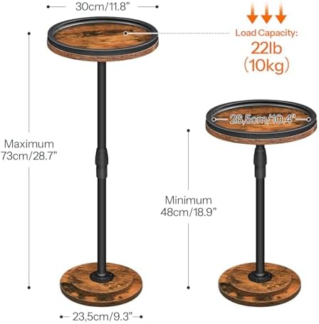 Drink Table Height Adjustable, Small Round Side Table with Pedestal, alternate view 3