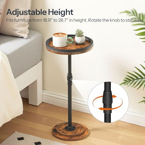 Drink Table Height Adjustable, Small Round Side Table with Pedestal, alternate view 4