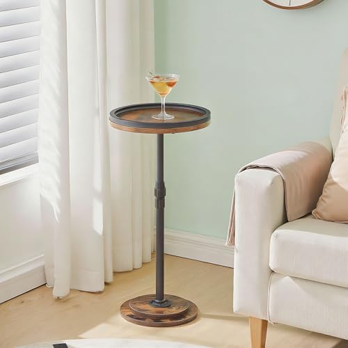 Drink Table Height Adjustable, Small Round Side Table with Pedestal, alternate view 5
