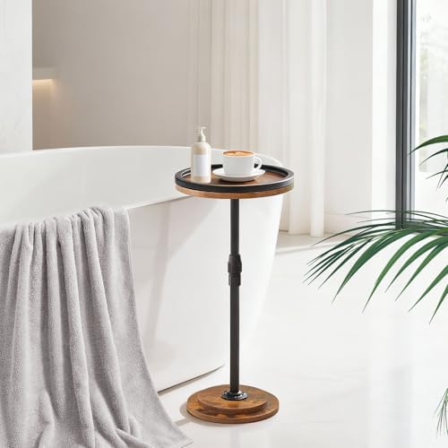 Drink Table Height Adjustable, Small Round Side Table with Pedestal, alternate view 6