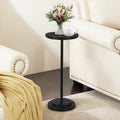 Drink Table Set of 2, Small Round Pedestal Side Table with Carved Top for Living Room, Bedroom, Small Space