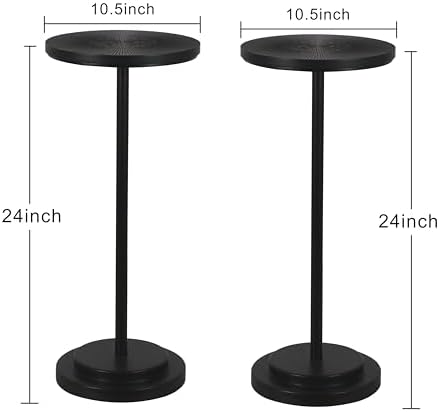 Drink Table Set of 2, Small Round Pedestal Side Table with Carved Top for Living Room, Bedroom, Small Space, alternate view 2
