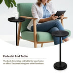 Drink Table Set of 2, Small Round Pedestal Side Table with Carved Top for Living Room, Bedroom, Small Space, alternate view 4