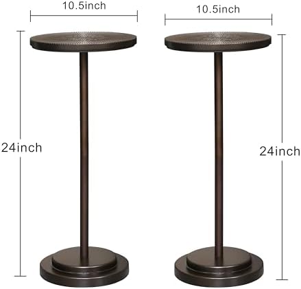 Drink Table Set of 2, Small Round Pedestal Side Table with Carved Top for Living Room, Bedroom, Small Space, alternate view 2