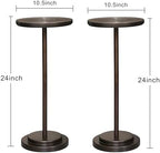 Drink Table Set of 2, Small Round Pedestal Side Table with Carved Top for Living Room, Bedroom, Small Space, alternate view 2