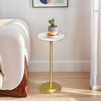 Drink Table Set of 2, Small Round Pedestal Side Table with Carved Top for Living Room, Bedroom, Small Space