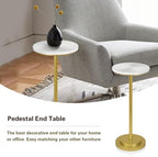 Drink Table Set of 2, Small Round Pedestal Side Table with Carved Top for Living Room, Bedroom, Small Space, alternate view 4