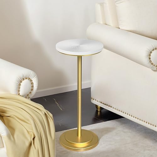 Drink Table Set of 2, Small Round Pedestal Side Table with Carved Top for Living Room, Bedroom, Small Space, alternate view 6
