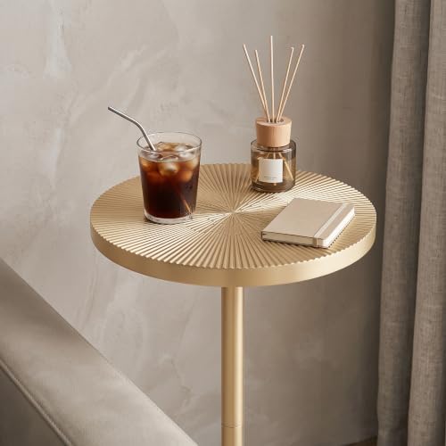 Drink Table Set of 2, Small Round Pedestal Side Table with Carved Top for Living Room, Bedroom, Small Space, alternate view 3