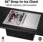 Drop in Ice Chest, 58/100QT Stainless Steel Ice Cooler in Silver, alternate view 2
