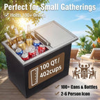 Drop in Ice Chest, 58/100QT Stainless Steel Ice Cooler in Silver, alternate view 3