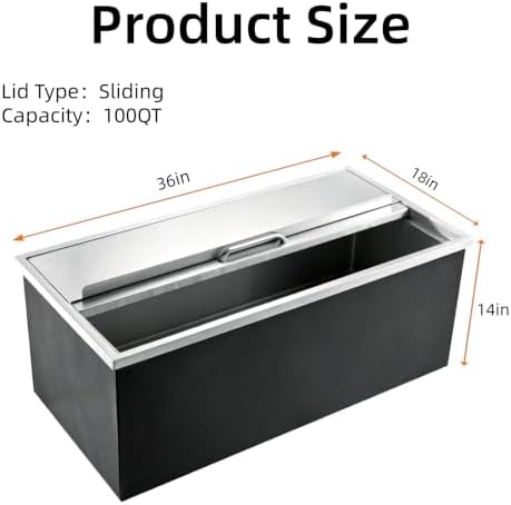 Drop in Ice Chest, 58/100QT Stainless Steel Ice Cooler in Silver, alternate view 7