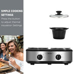Dual Slow Cooker, Buffet Server and Food Warmer, Small Mini Pot with 3 Adjustable Temp & 2 Visible Glass Lids, alternate view