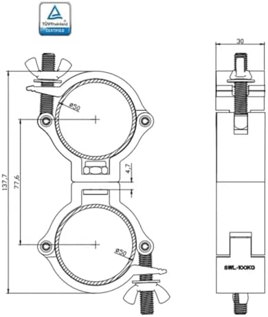 Dual Swivel Lighting Hook Clamp 1.88-2in 220lbs, alternate view 3
