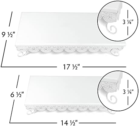 Dulcet Delights Metal Rectangle Eyelet Cake Stands with Lattice Borders for Birthdays, Weddings, Parties and, alternate view