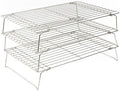 Durable 3 Tiers Stackable, 16" x 10" Cooling Rack for Baking in 10" x 16" 3-Pack in Silver