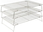 Durable 3 Tiers Stackable, 16" x 10" Cooling Rack for Baking in 10" x 16" 3-Pack in Silver
