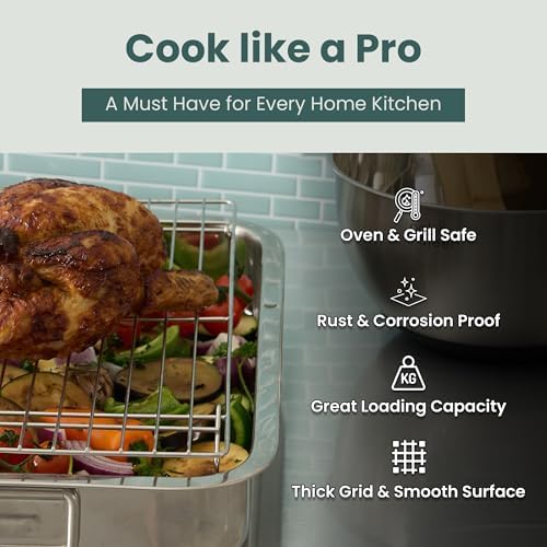 Durable 3 Tiers Stackable, 16" x 10" Cooling Rack for Baking in 10" x 16" 3-Pack in Silver, alternate view 7