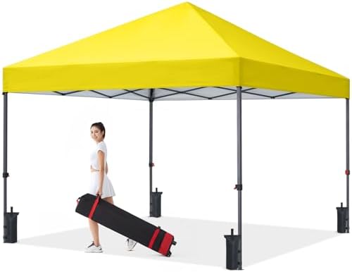 Durable Easy Pop Up Canopy Tent with Roller Bag,10x10, Light Yellow