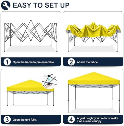 Durable Easy Pop Up Canopy Tent with Roller Bag,10x10, Light Yellow, alternate view 5