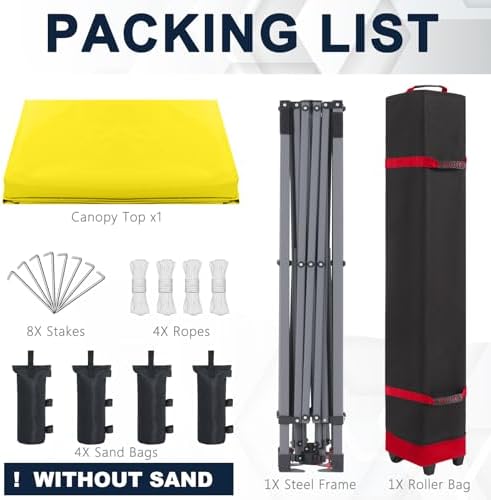 Durable Easy Pop Up Canopy Tent with Roller Bag,10x10, Light Yellow, alternate view 7