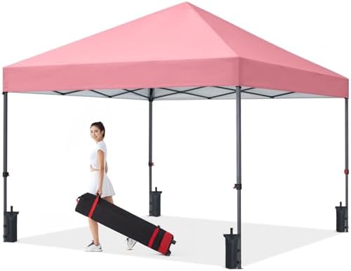 Durable Easy Pop Up Canopy Tent with Roller Bag,10x10, Pink in Pink