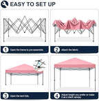 Durable Easy Pop Up Canopy Tent with Roller Bag,10x10, Pink in Pink, alternate view 5
