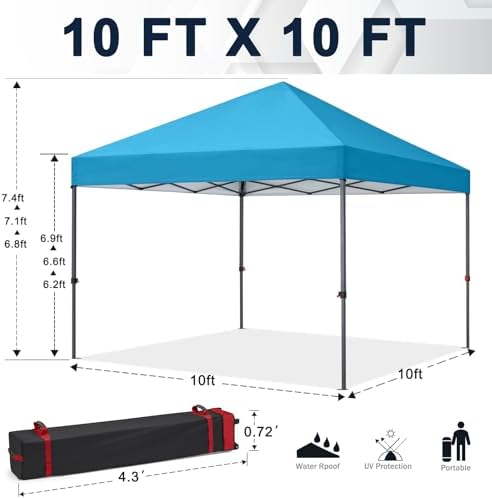 Durable Easy Pop Up Canopy Tent with Roller Bag,10x10, Sky Blue in Sky Blue, alternate view 3
