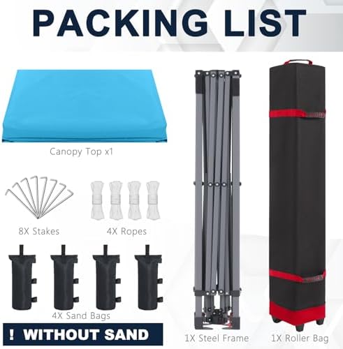 Durable Easy Pop Up Canopy Tent with Roller Bag,10x10, Sky Blue in Sky Blue, alternate view 7