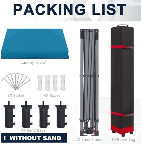 Durable Easy Pop Up Canopy Tent with Roller Bag,10x10, Turqoise, alternate view 7